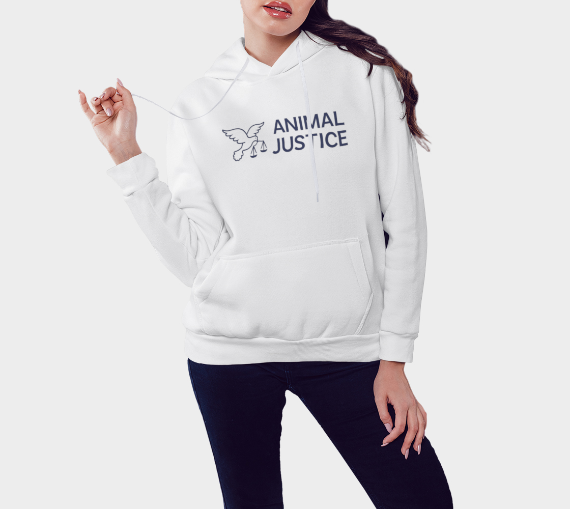Animal Justice Logo Hoodie White