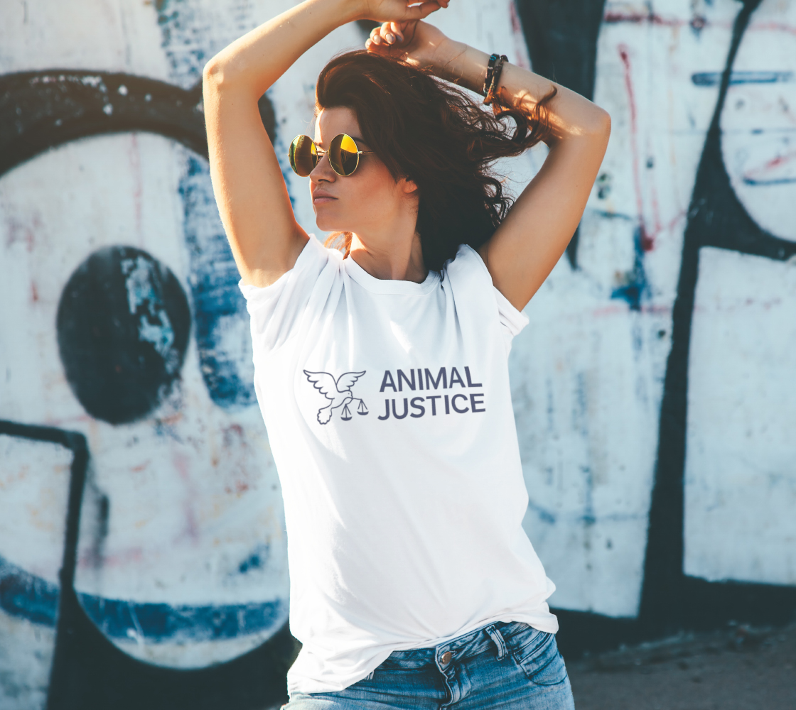 Animal Justice Unisex Logo Tee - White